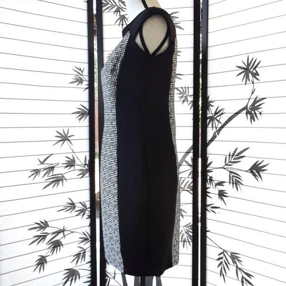 Enfocus Studio Black White Cap Sleeve Sheath Dress - Picture 4 of 12
